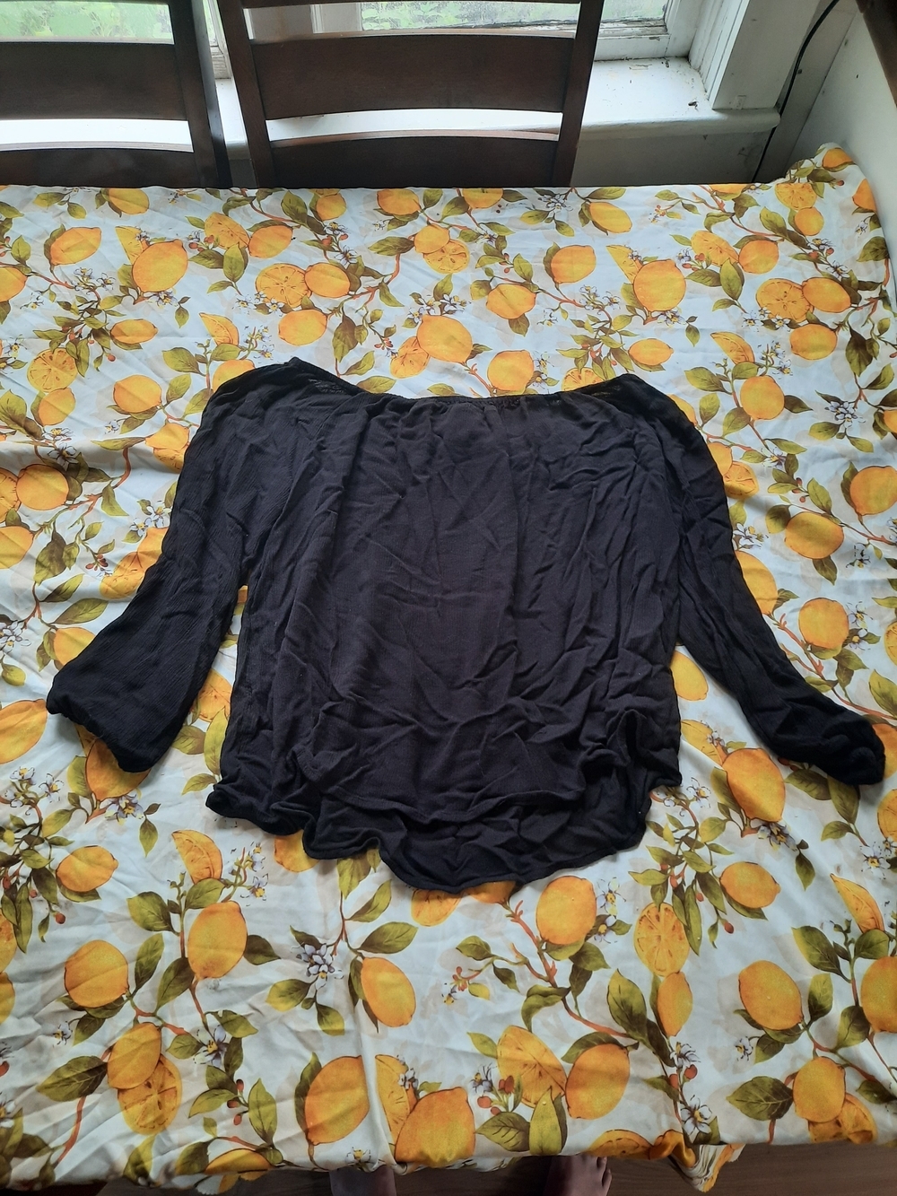 Kimchi Blue Black Off-Shoulder Peasant Blouse - Picture 7 of 7